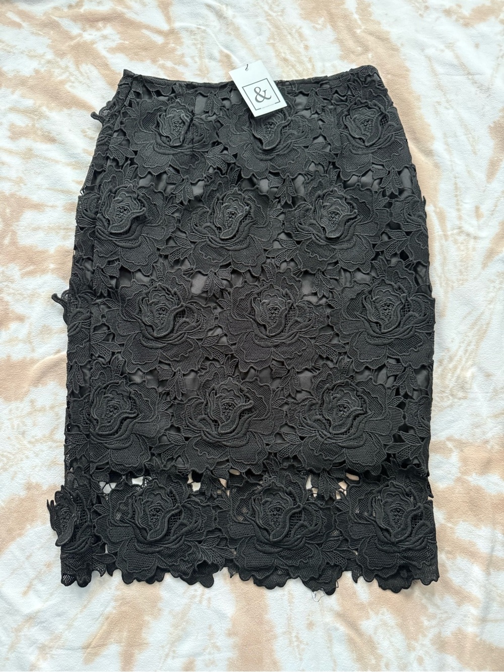 Ampersand Avenue Black Lace Pencil Skirt